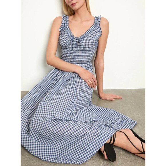 Doen Emmaretta Dress in Blue Gingham Size Medium NWT - Picture 5 of 15
